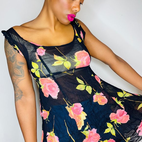 DEADSTOCK BETSEY JOHNSON FLORAL SLIP - Picture 4 of 6